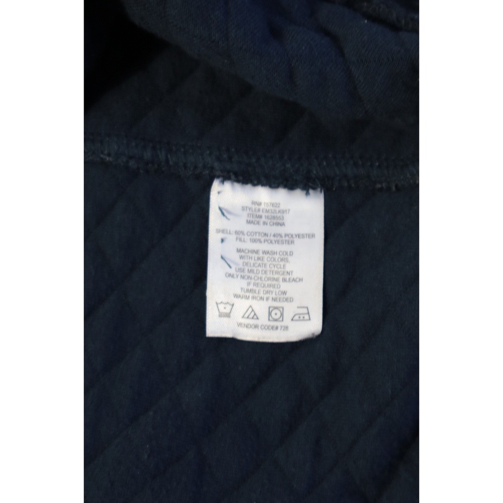 Eddie Bauer Mens Quilted Pullover Navy Blue Snap Neck Sweatshirt EM32LK917 Sz M - Picture 5 of 6
